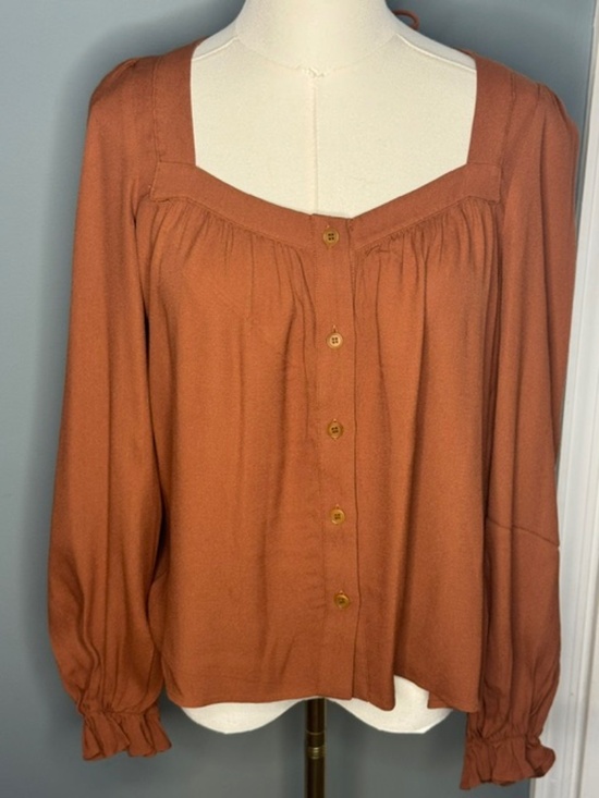 Reformation Tops - Reformation Terracotta Square Neck Tie Back Blouse